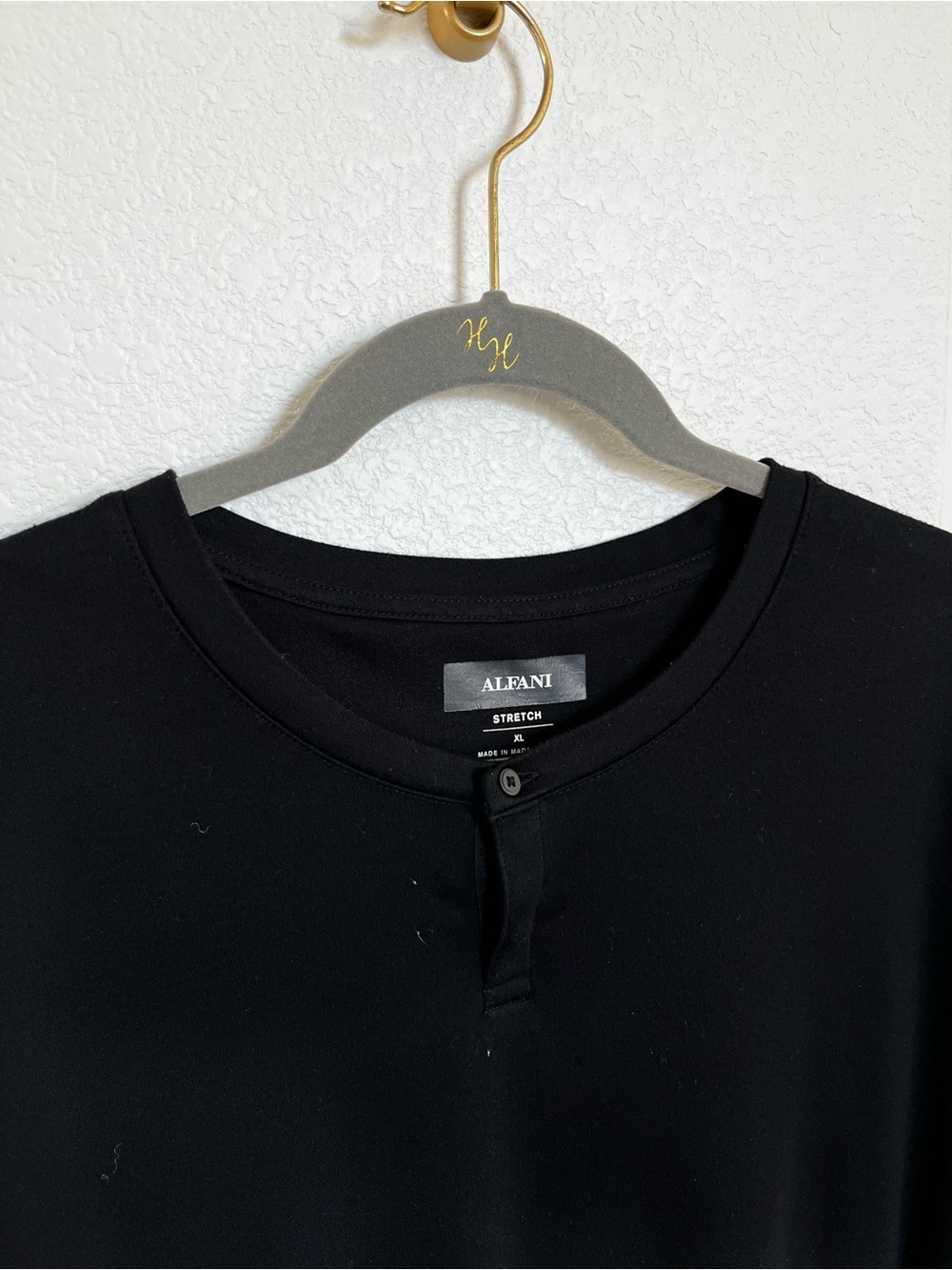 Alfani Stretch Henley T Shirt Men’s XL Black Short Sleeve Casual Tee - Picture 2 of 5